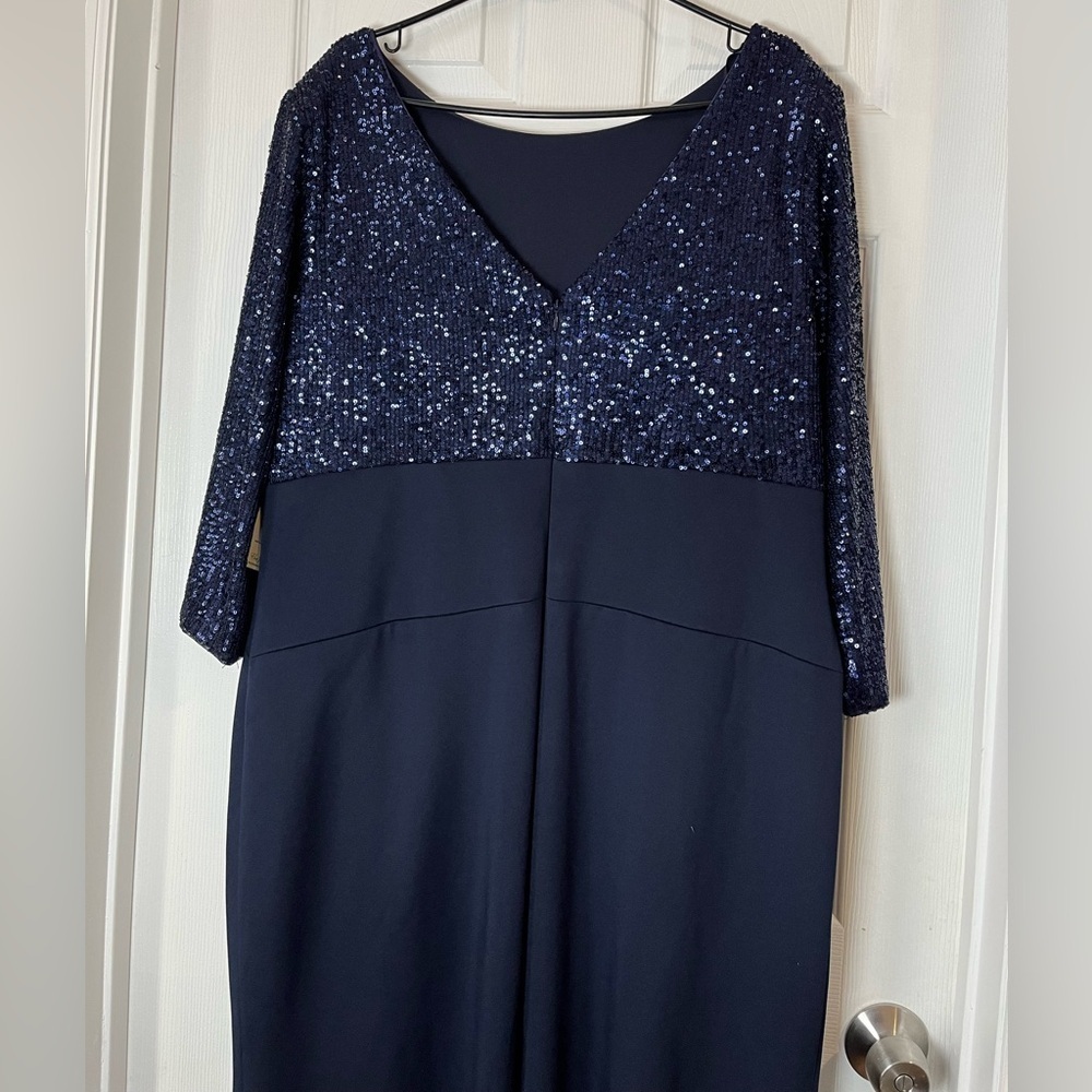 Eliza J Plus Size Sequin Bodice Gown Midnight Blue Maxi Dress 20W - Picture 8 of 12